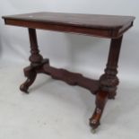 An Antique mahogany hall table, with shaped under-tier and carved decoration, 88 x 72 x 48cm