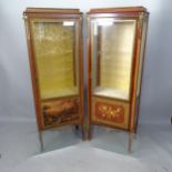 A pair of similar French kingwood vitrine display cabinets, with gilt-metal mounts, 59 x 160 x 34cm