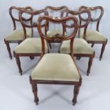 A set of 6 Victorian rosewood dining chairs, with carved decoration and drop-in seat