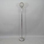 A chrome Art Deco design standard lamp, with moulded glass shade, height overall 180cm