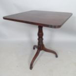 An Antique mahogany rectangular tilt-top occasional table, on tripod base, 68 x 72 x 66cm