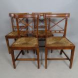 A set of 4 x 19th century Provincial side chairs, with rush seat