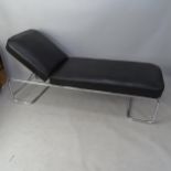 A mid-century modernist tubular steel daybed with adjustable backrest, in the manner of PEL, L182cm
