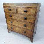 A 19th century crossbanded mahogany chest of 2 short and 3 long drawers, on bracket feet, 102cm x