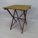 A Cajac folding table, patent no. 10480.08, stamped and remains of paper label, 61 x 72 x 60cm