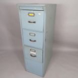 A Vintage painted pine 3-drawer filing chest, 42 x 135 x 73cm