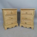 A pair of modern pine bedside chests of 3 drawers, 44 x 59 x 35cm