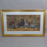 Ramsey Mapunde, a limited edition coloured print, 1/50, "wild cats", 78cm x 128cm overall, framed
