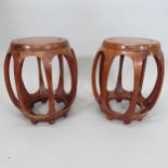 A pair of modern Oriental style hardwood plant stands, 40cm x 45cm