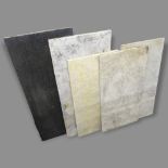 4 various rectangular marble tops, and a polished basalt top, largest 45 x 113cm