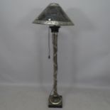 A mid-century wrought-metal standard lamp and shade, height overall 148cm