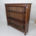 An Antique oak open bookcase, with 2 adjustable shelves and carved decoration, 122 x 122 x 30cm