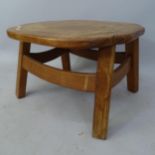 A mid-century teak low coffee table of shaped form, 58 x 38 x 58cm