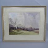 W Wyatt, watercolour, farmyard landscape, 53cm x 64cm
