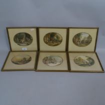 A set of 6 Antique coloured engravings, all signed Le Blond Company London, 22cm x 25cm, framed
