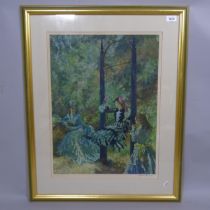 William Russell Flint, a limited edition coloured print, figures on a swing, with blind stamp to the