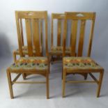 A set of 4 Charles Rennie Mackintosh design Ingram dining chairs by Freud, London, with maker's