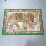 A patchwork wall hanging depicting an elephant, 153cm x 106cm