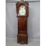 A 19th century mahogany 30-hour longcase clock, with painted arch-top dial, 60 x 220 x 25cm (with