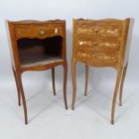A pair of similar French walnut bedside chests, 38cm x 75cm x 30cm