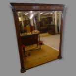 An Antique mahogany-framed peach glass over mantel mirror, 138cm x 166cm