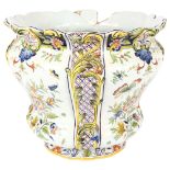 An early 20th century hand painted Italian faience jardiniere, height 30cm, diameter 36cm From the