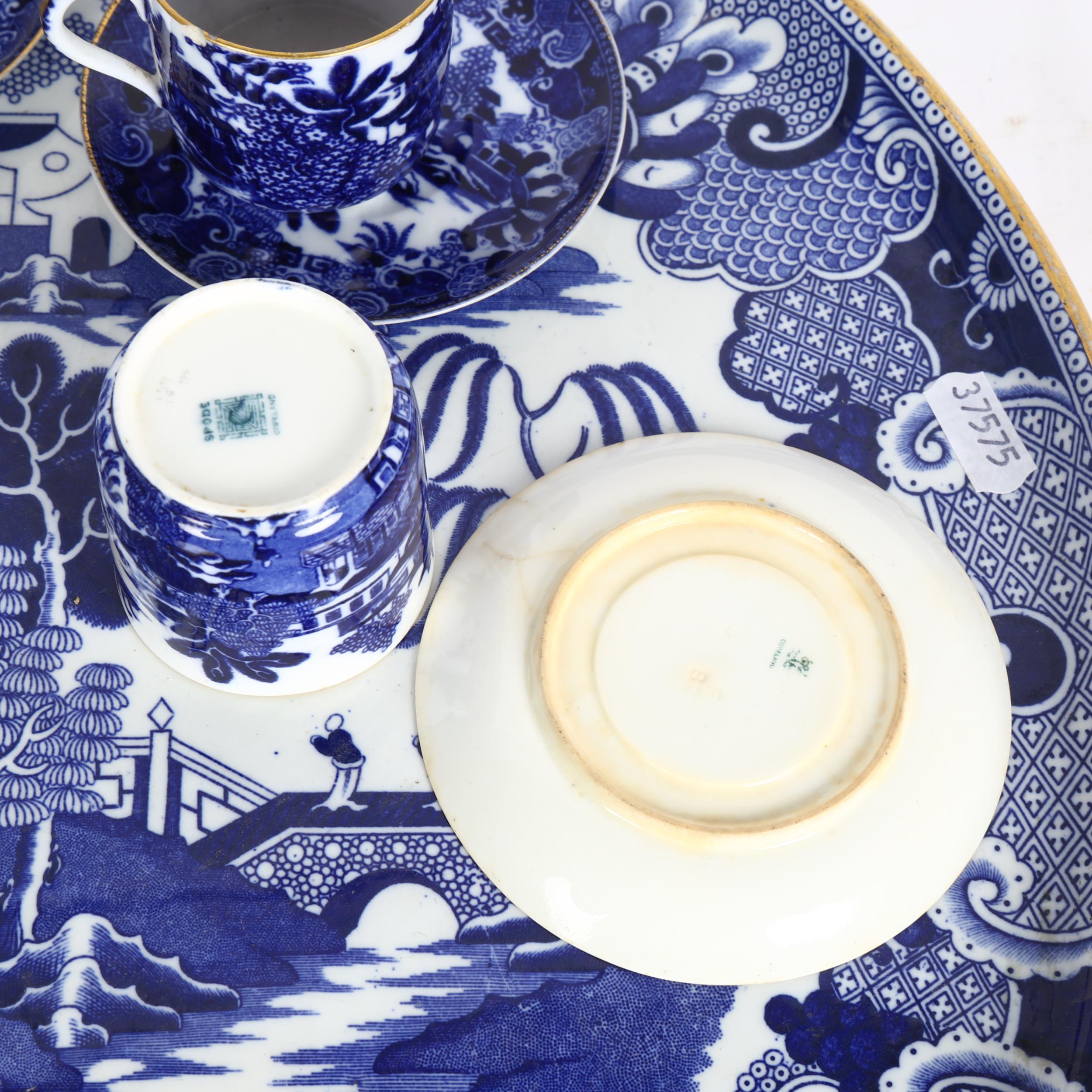 A large Victorian Copeland blue and white circular breakfast tray "II Temples", diameter 44cm, - Image 2 of 2