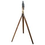 An Antique brass-mounted tripod instrument stand, height 140cm