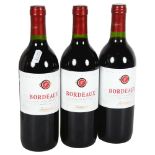 3 bottles of French red wine, 2018 Bordeaux Fontagnac