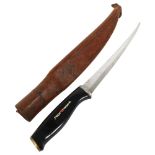 A Normark dagger in leather sheath, 27cm