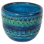 ALDO LONDI for BITOSSI - a textured blue glazed jardiniere, diameter 15.5cm