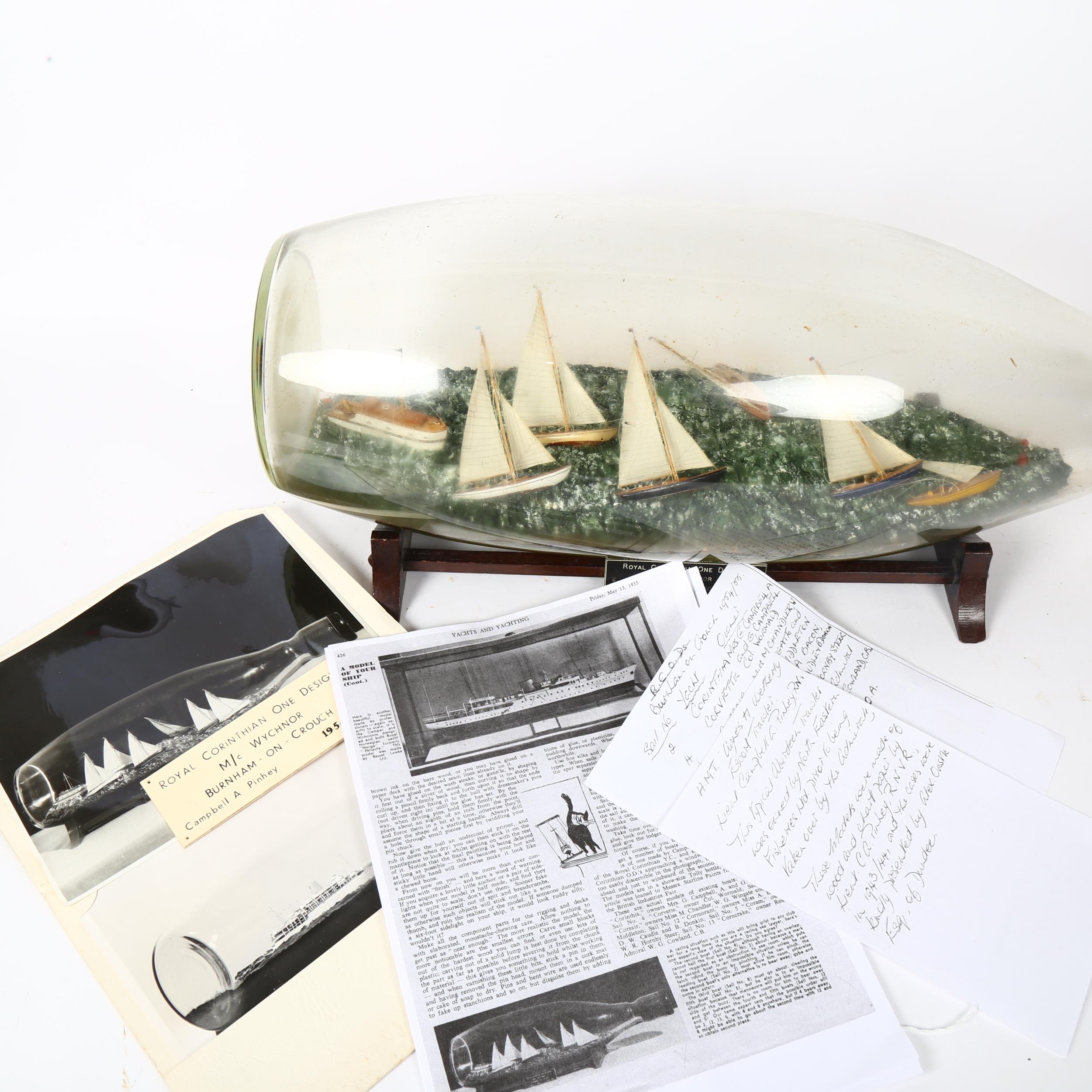 A group of mid-century scratch-built Royal Corinthian modern designs sailing boats approaching a - Bild 2 aus 3