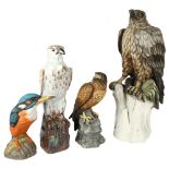 A group of 3 birds, including a Leonardo kingfisher, 27cm, and 2 hawks, and a large Italian eagle