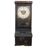 BLICK - an early 20th century clocking-in clock, with 2 packs of original cards, height 85cm