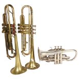 A vintage brass "78" trumpet by Boosey and Hawkes, serial number 216664 and another by B&M Champion,