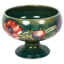 MOORCROFT - a tube-lined Anemone decorated pedestal bowl, signed to the base, diameter 16cm,