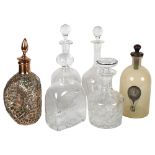 A group of decanters, including a mallet-shape decanter, largest height 33cm (6)