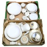 DENBY - a 4-setting dinner service, Denby Natural Canvas, including teapot, salt and pepper pots,