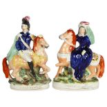 A pair of Staffordshire figures of Louis Napoleon and Empress of France, height 29cm, A/F Louis