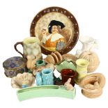 A group of Sylvac pots, toast rack, Falcon ware, Cavalier mug and plate etc