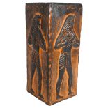 An Egyptian style terracotta stick stand, height 50cm, width 20cm, length 20cm