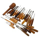 A box of carpenter's carving tools etc