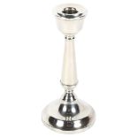 George V single silver tapered candlestick, height 16cm, hallmarks Birmingham 1928