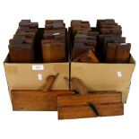 A quantity of old wooden moulding planes, various markings and inscriptions, including T.W.