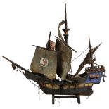 A Vintage model galleon, length 79cm