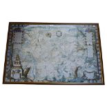 An Antique style map of Isleworth, Middlesex, framed, 65cm x 100cm