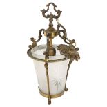 An ornate brass hanging entry chandelier, 38cm