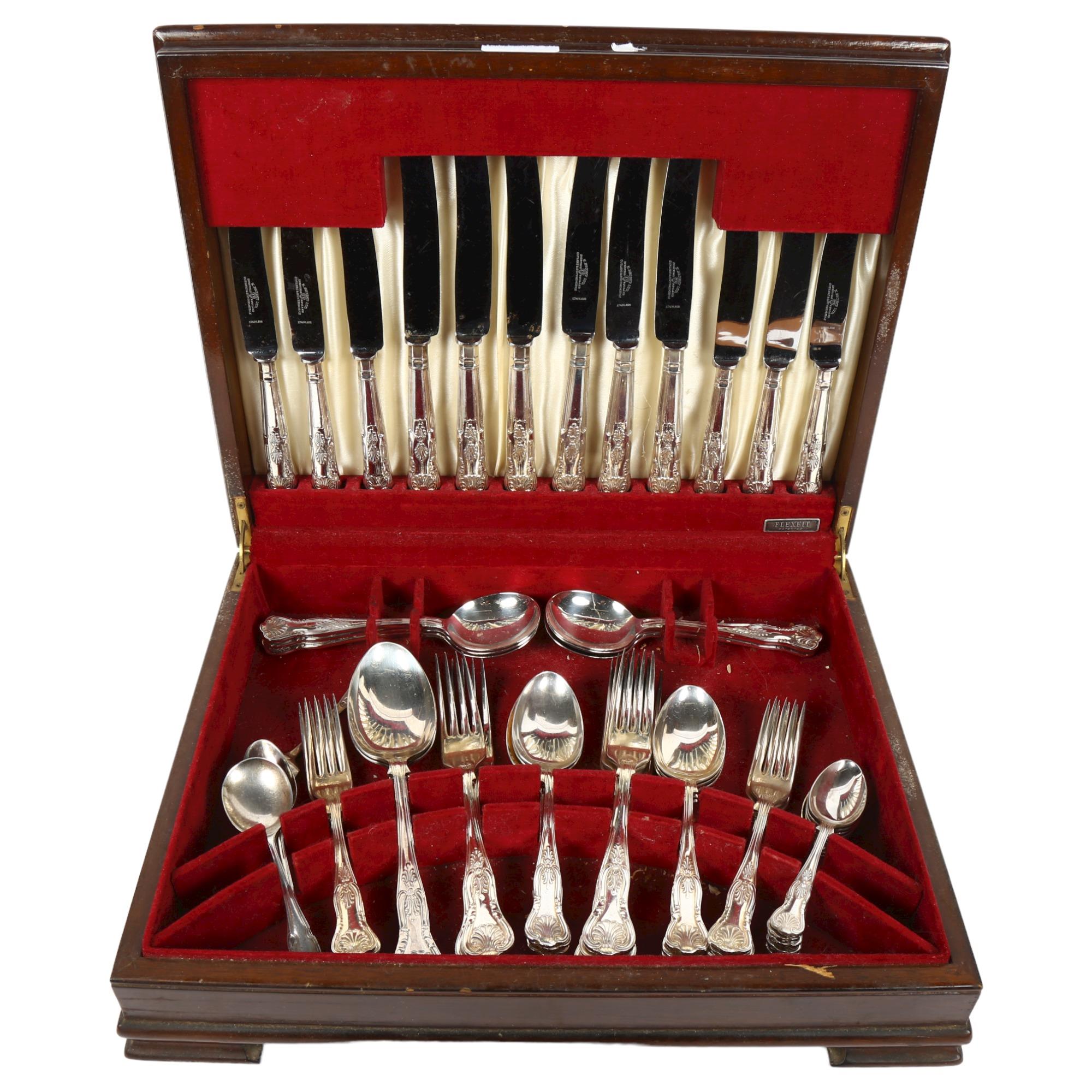 K BRIGHT LTD - a silver plated canteen of cutlery for 6 people, King's pattern, in fitted canteen