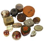 A collection of miniature boxes, to included tigers eye, a Japanese brass box, treen etc