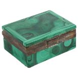 ASPREY & COMPANY LTD - a George V malachite and silver-banded rectangular box, with shagreen covered